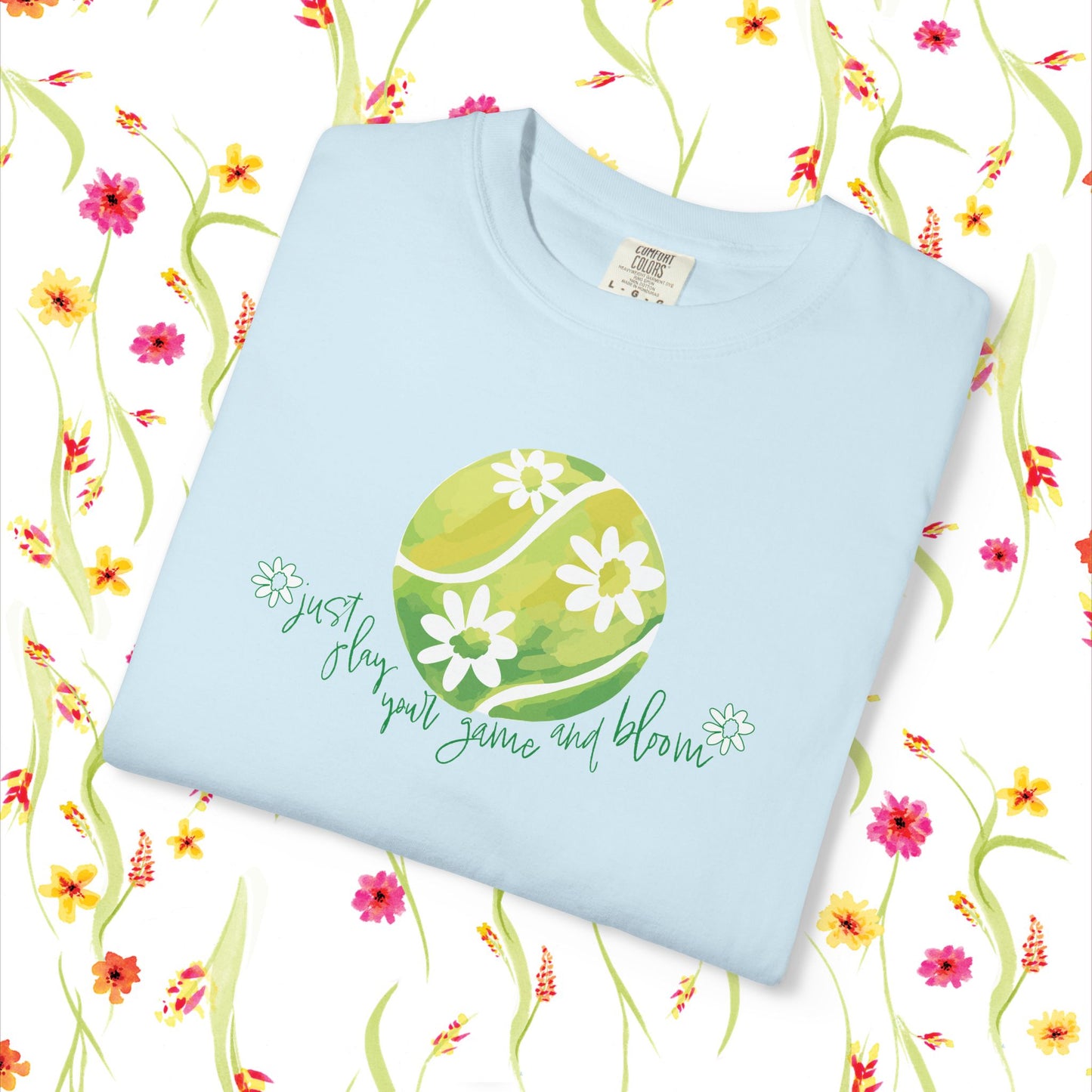 Play Tennis....Bloom! Flower Power Unisex T-Shirt | Eco-Friendly Casual Wear, Spring Fashion, Gift for Garden Lovers, Earth Day Tee, Floral Summer Style, Tennis Lover's Gift17.99