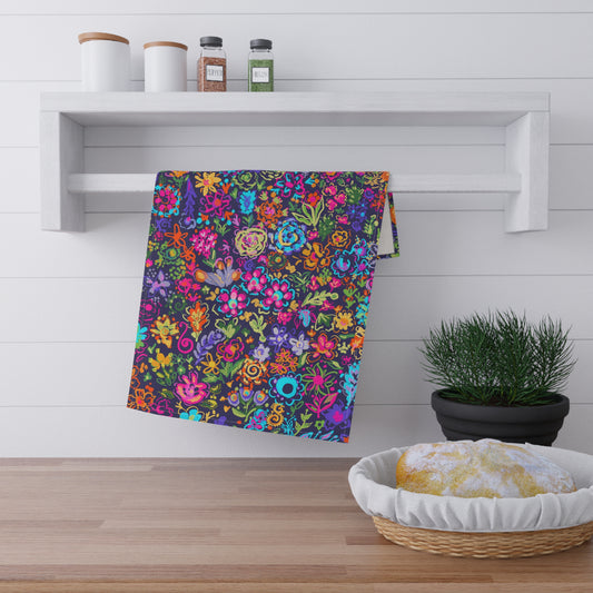 Vibrant Floral Tea Towels, Boho Style Towels featuring artwork by Ally Hunt