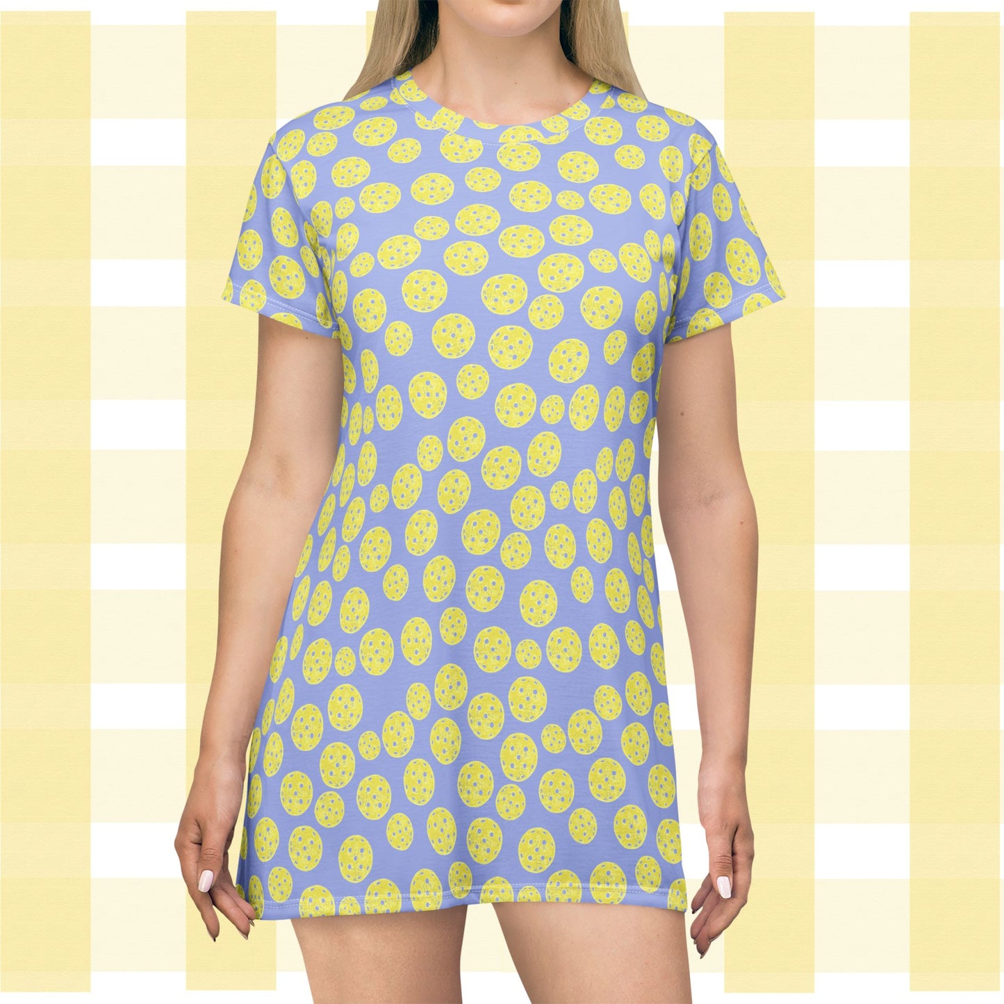 Pickleball Dot T-Shirt Dress — All-Over Print Summer Shift Dress