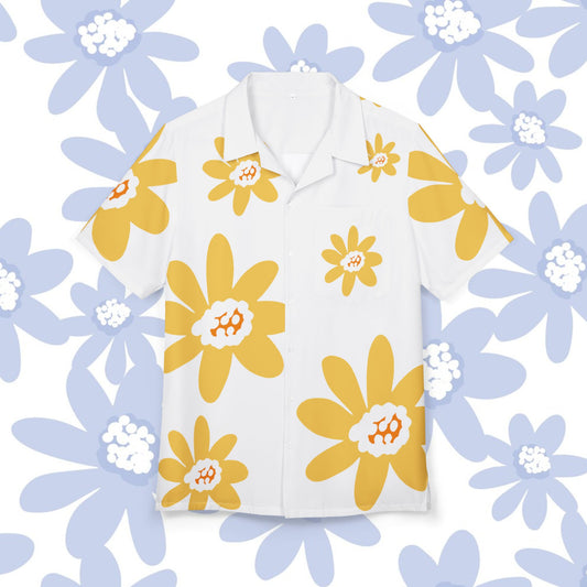Big Yellow Daisy Tropical Floral Hawaiian Shirt, Summer Fashion, Beach Party Attire, Vacation Wear, Casual Shirt, Gift for Him or Her