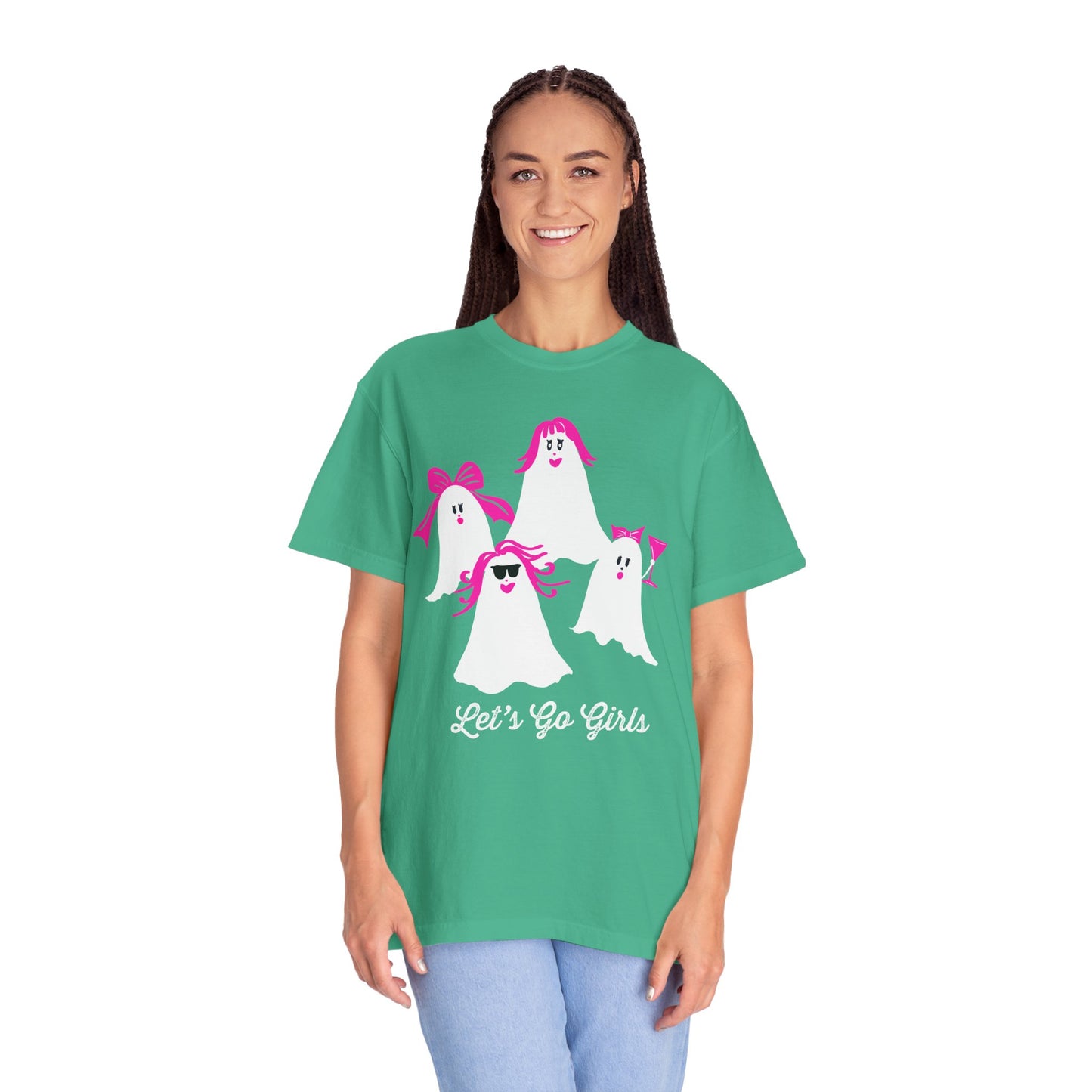 "Let's Good Girls"  Spooky Chic T-Shirt, Halloween Fashion, Pink Ghost-Inspired Tee, Cute Casual Wear, Unisex Graphic Shirt, Trendy Fall Style