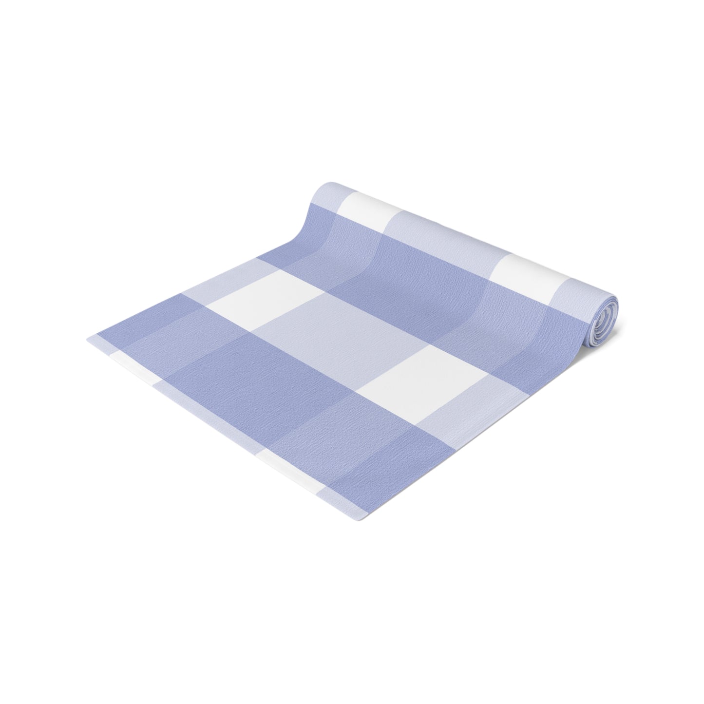 Periwinkle Gingham Table Runner — Casual Elegant Large-Scale Blue Check