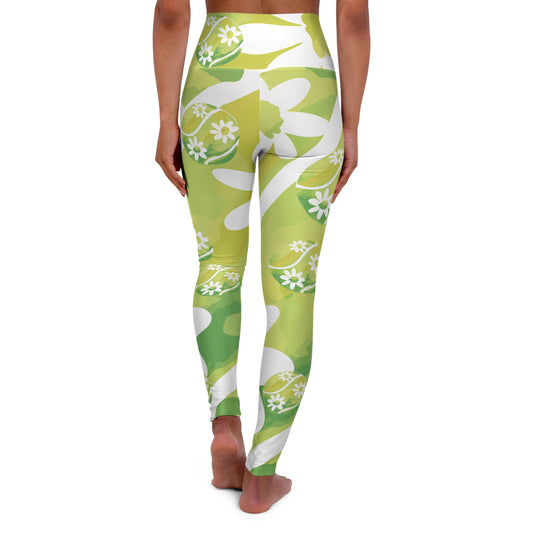 High Waisted Tennis Daisy Floral Yoga Leggings, Comfortable Workout Pants, Activewear for Women, Trendy Athleisure, Gift for Fitness Lovers