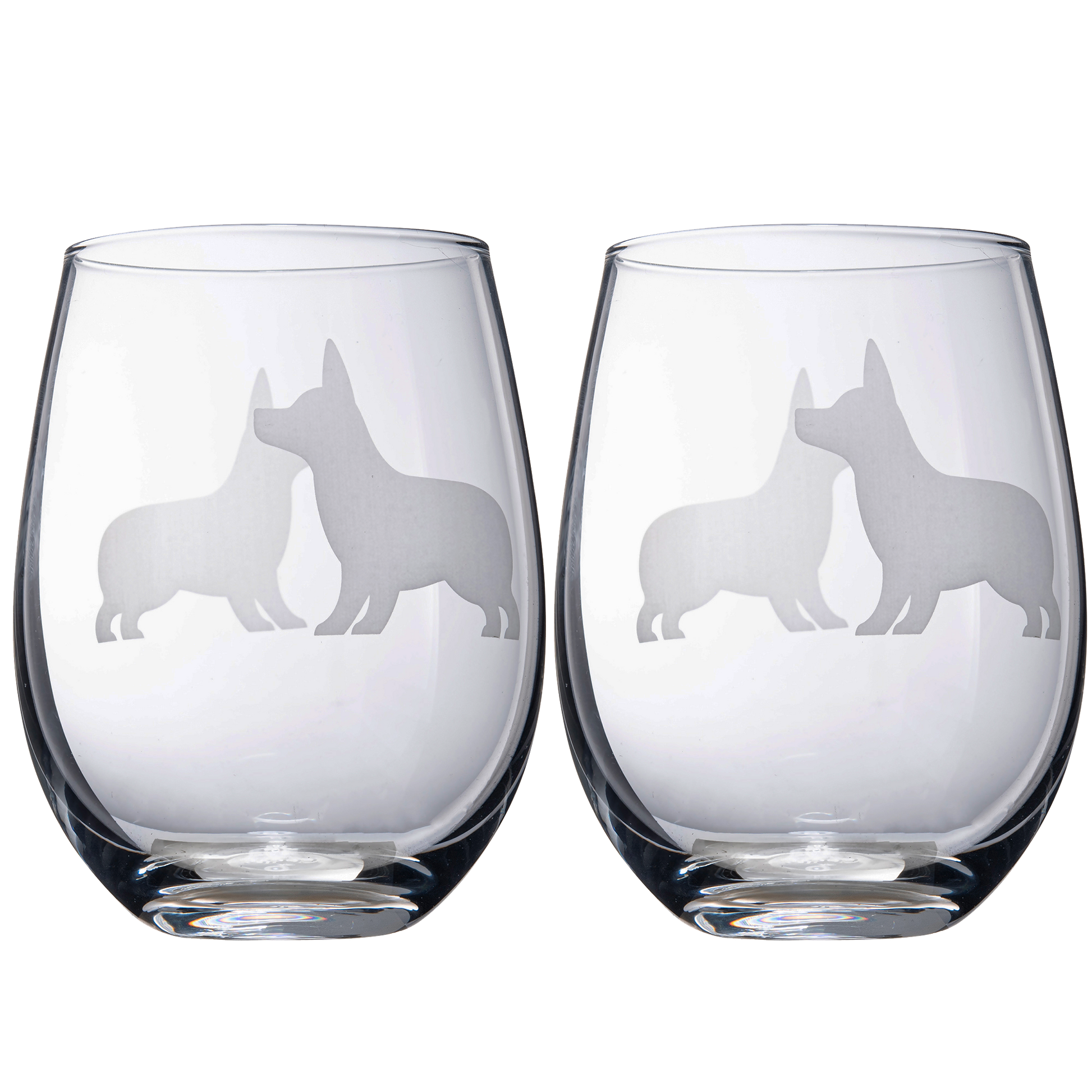 Stemless Wine Glasses Set of 2 by The Wine Savant - Puppy & Dog Lover Glass Gifts Etched Tumblers for Anniversary, Wedding, Home Bar Gifts (Corgi)-0
