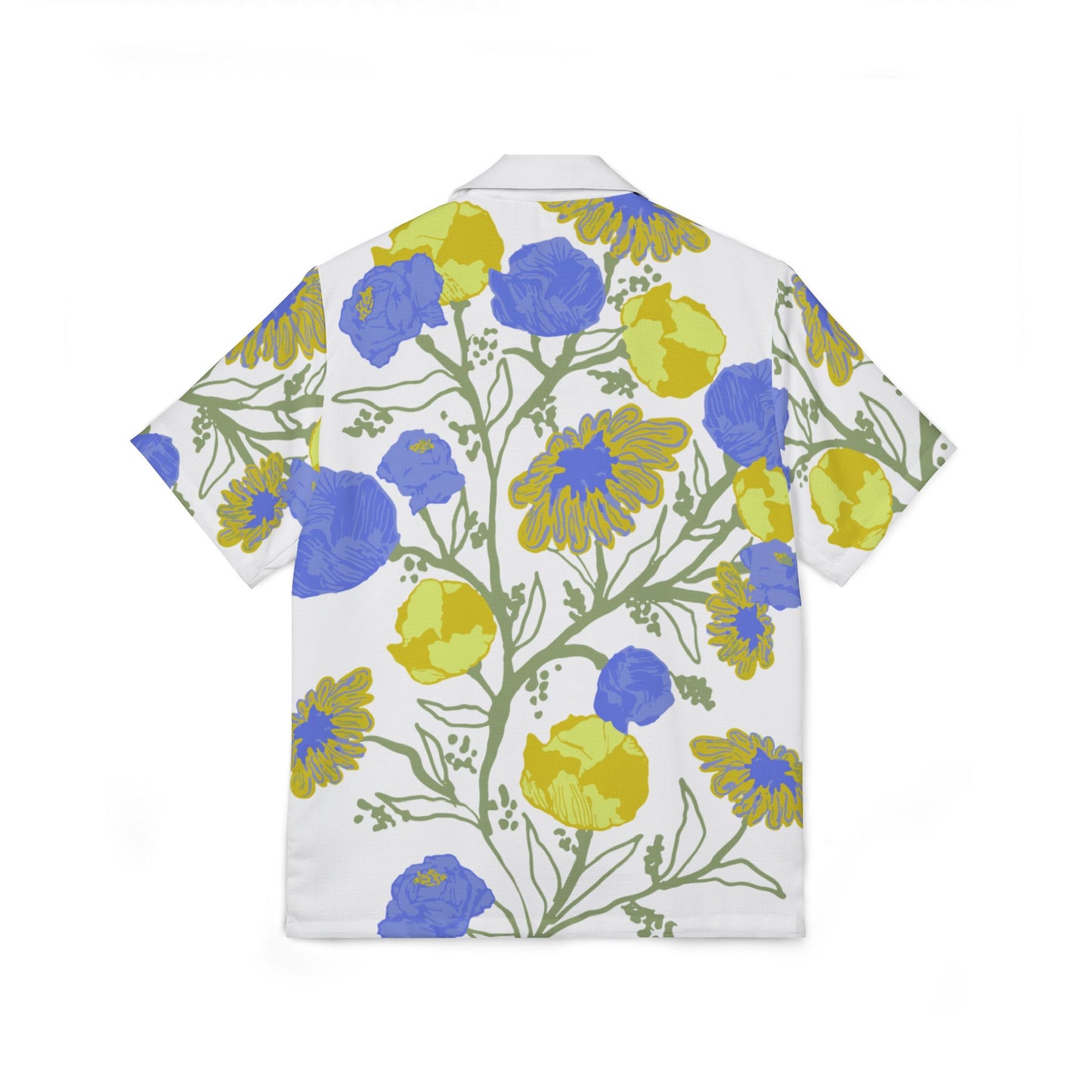 Floral Hawaiian Camp Shirt — Blue & Yellow Blossom AOP