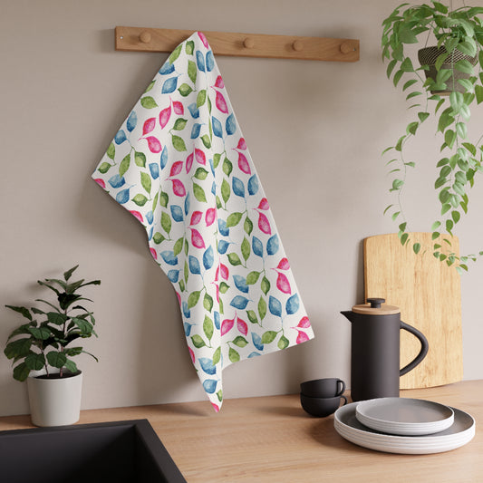Colorful Leaf Print Tea Towels, Vibrant Kitchen Décor, Gift for Gardeners, Floral Home Accessories, Eco-Friendly Kitchen Towels