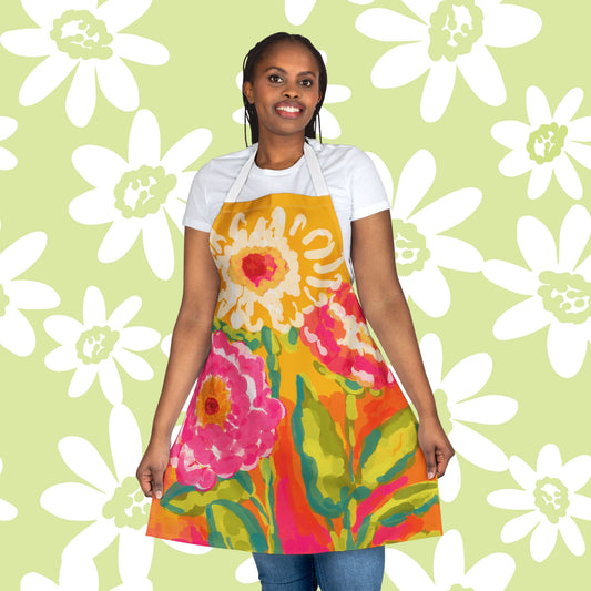 Vibrant Floral Apron, Colorful Cooking Gift, Creative Kitchenwear for Home Chefs, Gardening and Crafting