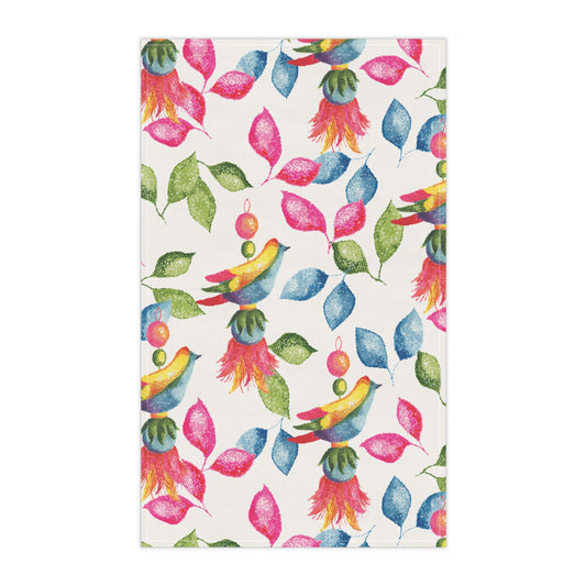 Vibrant  Tassle Bird Floral Tea Towels - Kitchen Decor, Gift for Her, Eco-Friendly, Floral Home Accessories, Housewarming Gift, Summer Decor