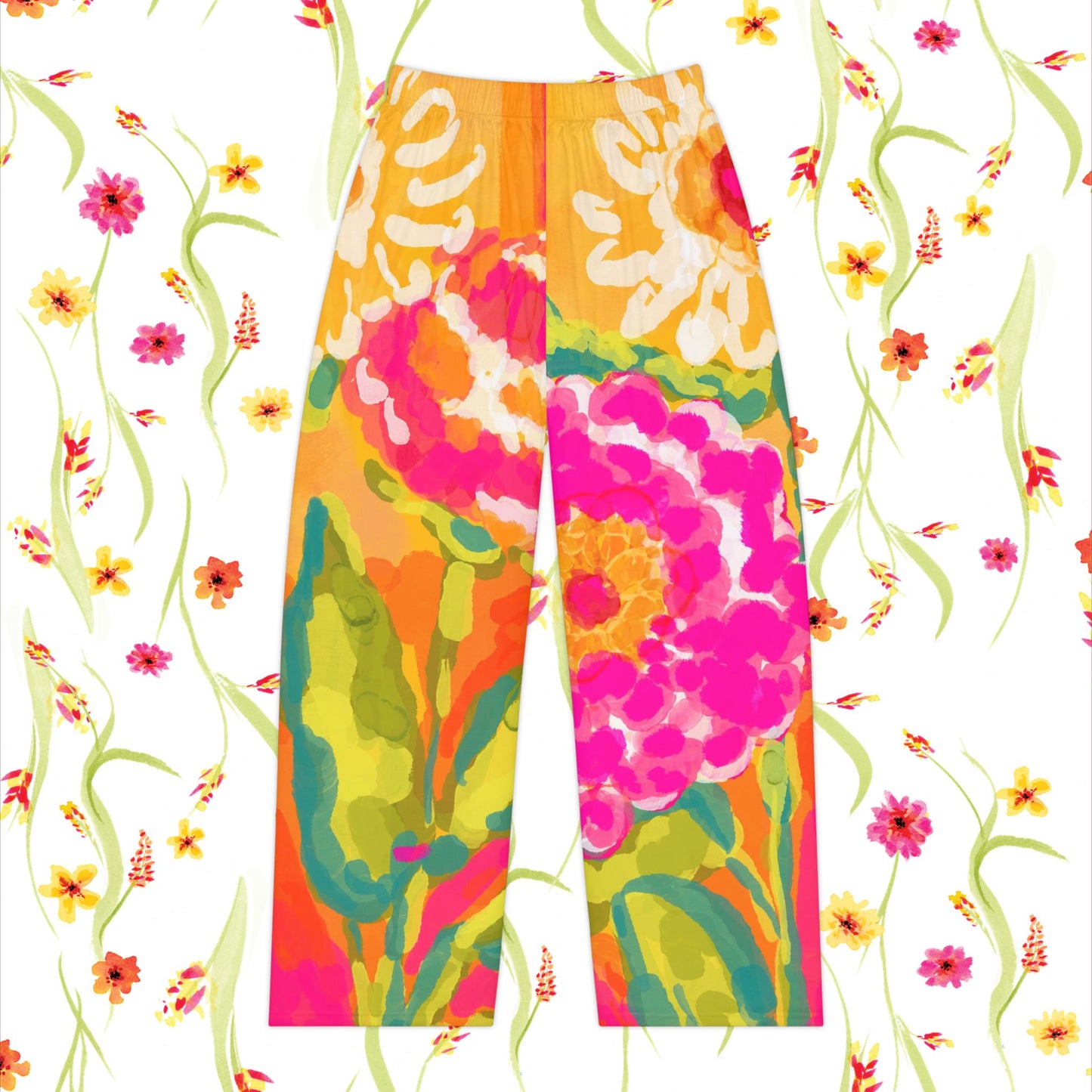 Floral Lounge Pajama Pants — Vibrant Watercolor Floral Print