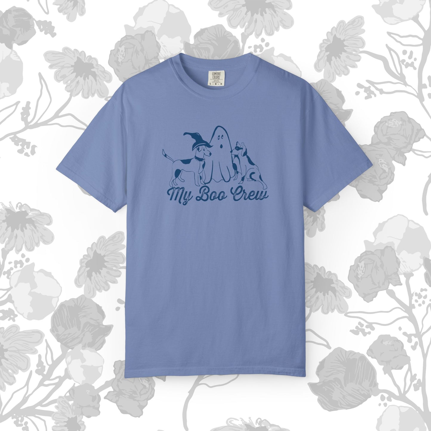 My Boo Crew Halloween T-Shirt, Cute Dog Ghost Tee, Unisex Garment-Dyed Shirt, Pet Lovers Gift, Autumn Apparel, Fun Halloween Outfit