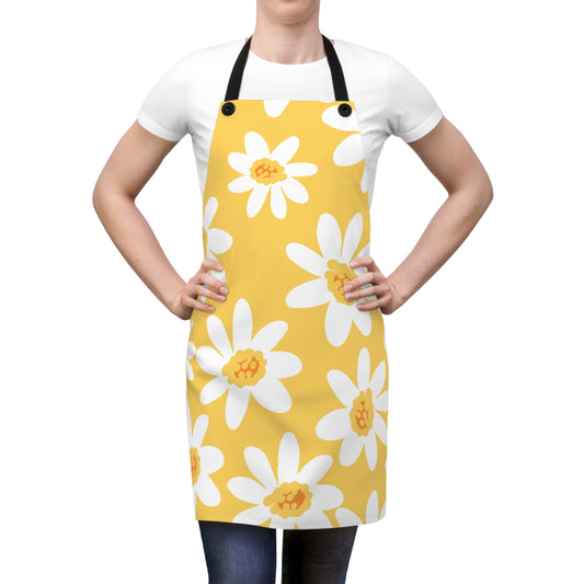 Bright Daisy Print Apron, Floral Cooking Apron for Home Chefs, Gifts for Mothers Day, Kitchen Decor, Baking Accessory with original pattern by Ally Hunt