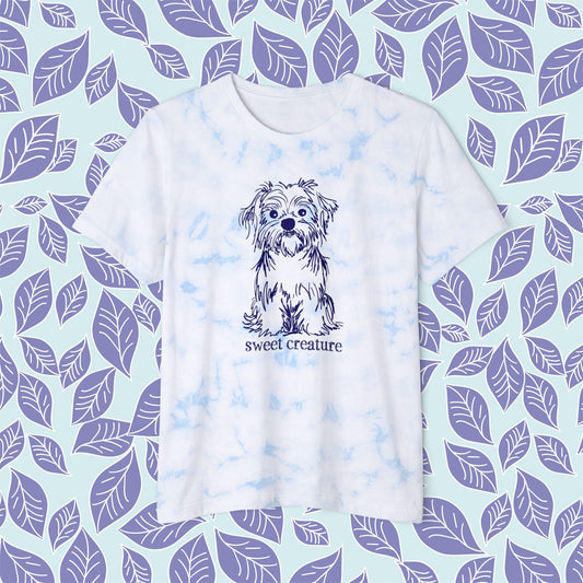 Sweet Creature Puppy Unisex Tie-Dye Graphic T-Shirt for Dog Lovers, Summer Fashion Tee, Cute Animal Shirt, Gifts for Pet Owners, Casual Everyday Wear