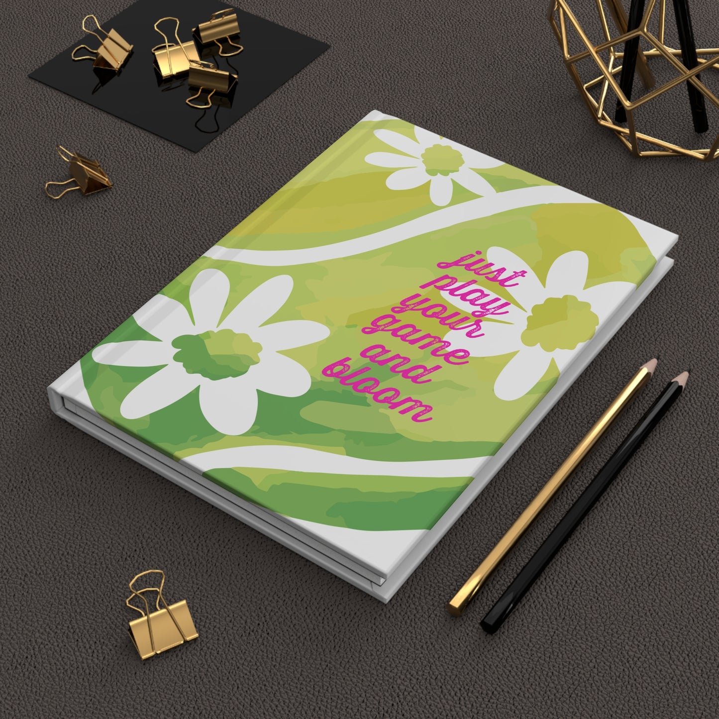 Floral Tennis Journal — "Just Play Your Game and Bloom" Hardcover Notebook
