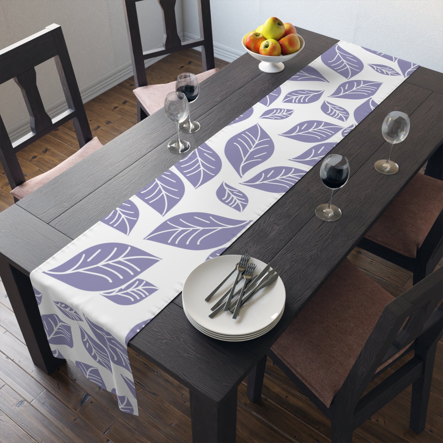 Elegant Lavender Leaf Table Runner | Cotton Poly Decor for Home, Dining, Events, Spring, Seasonal Celebrations, Wedding