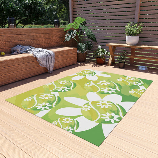 Tennid Daisy Flower Pattern Outdoor Rug - Brighten Your Patio, Garden, or Entryway, Bohemian Decor, Easter Gift, Spring Vibes, Cozy Outdoor Living