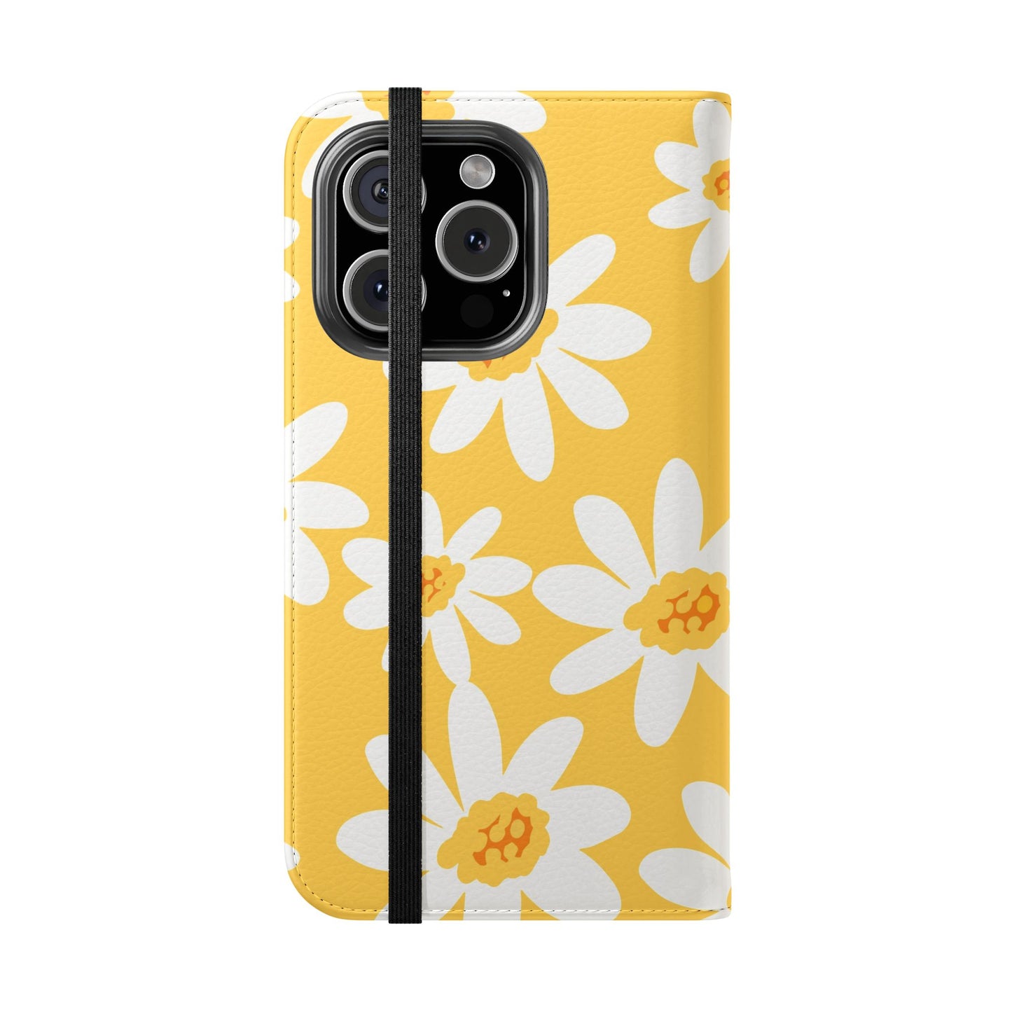 Cheerful Floral Flip Case for Phone, Yellow Daisy Wallet, Spring Gift, Cute Phone Cover, Mother's Day, Floral Design, Eco-Friendly