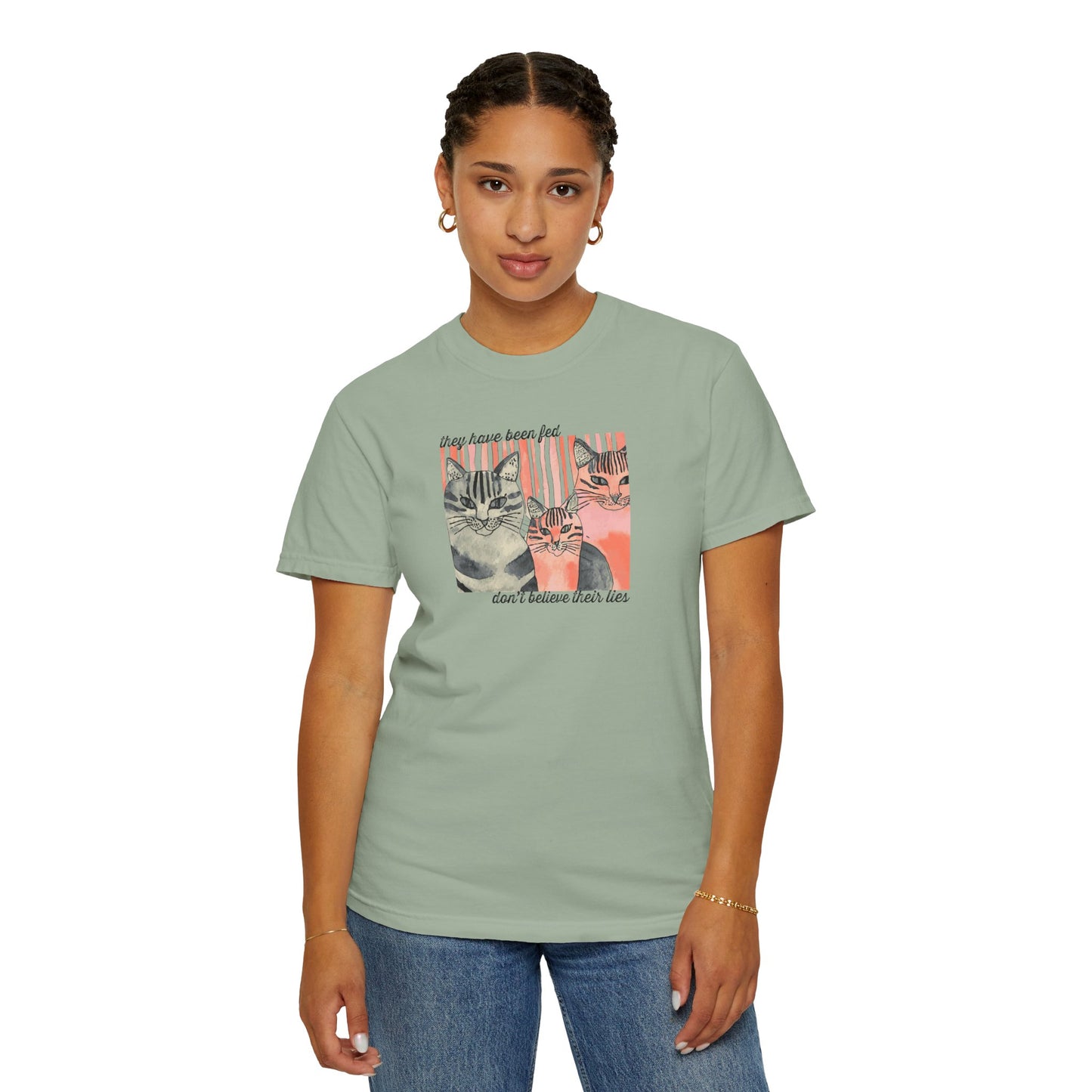 Cat Friends Graphic T-Shirt — "Don't Believe Their Eyes" Vintage Kittens Tee