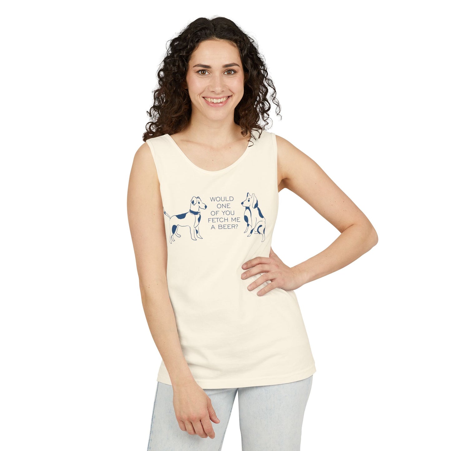 FETCH ME A BEER!  Playful Dog-Themed Tank Top, Funny Pet Lover Apparel, Gift for Dog Owners, Summer Casual Wear, Cute Animal Graphic Tee