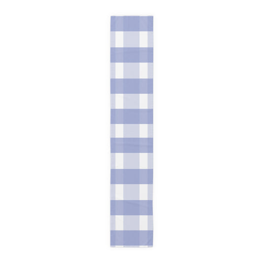 Periwinkle Gingham Table Runner — Casual Elegant Large-Scale Blue Check