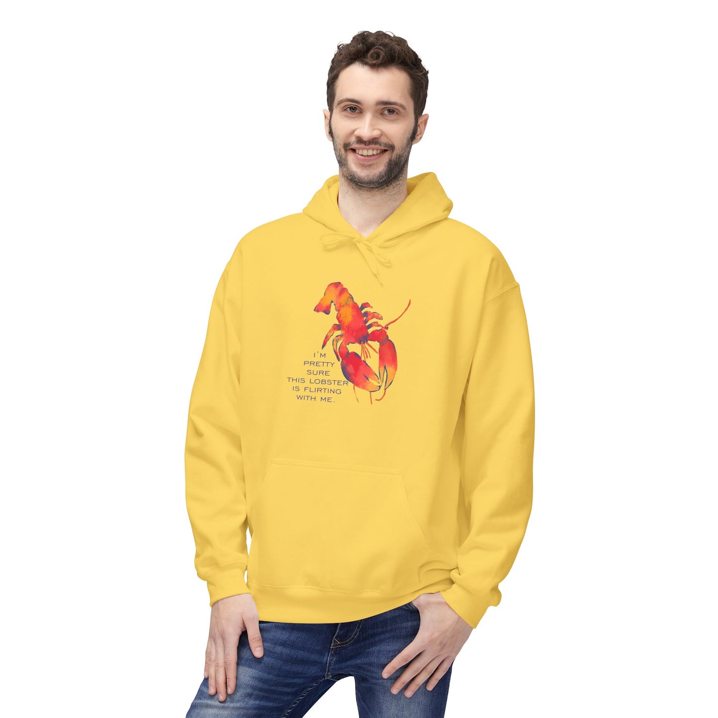 IS THIS LOBSTER FLIRTING WITH ME? Lobster Love Hoodie - Fun Unisex Lightweight Hooded Sweatshirt for Seafood Lovers, Casual Wear, Summer Vibes, Beach Outings, Gift Idea