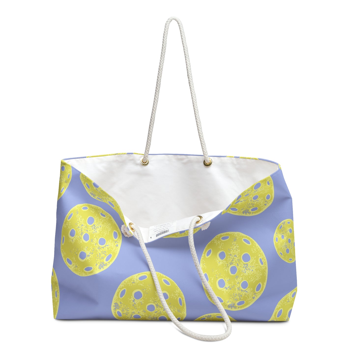 Weekender Bag - Playful Yellow Pickleball Pattern Large Beach & Travel Tote