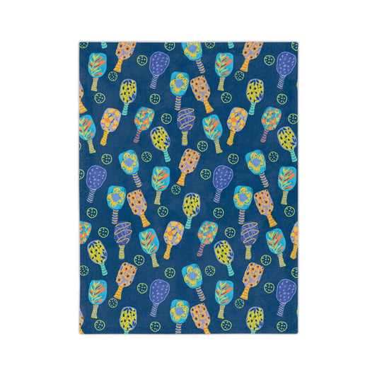 Velveteen Microfiber Blanket — Colorful Paddleball Pattern Cozy Throw