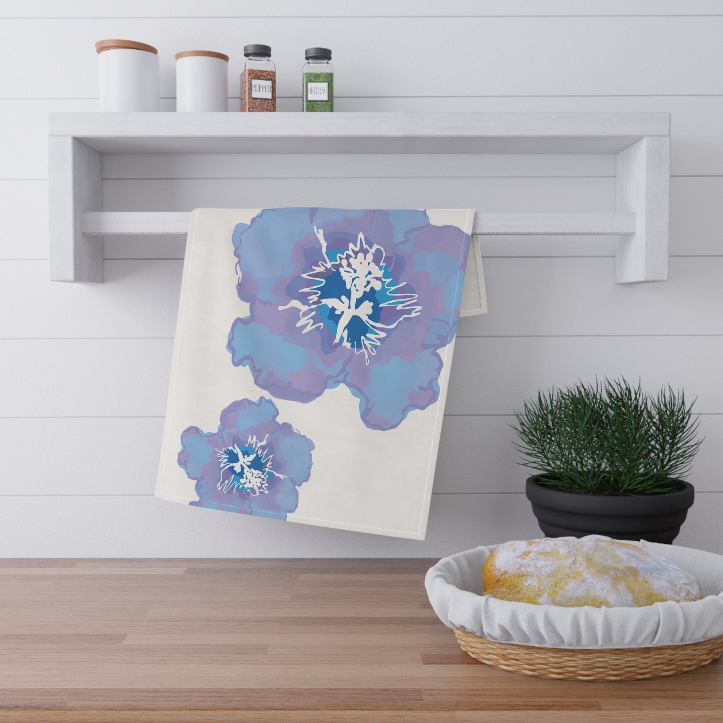 Vibrant Floral Azalea Periwinkle Tea Towels, Kitchen Decor, Gift for Her, Mothers Day, Flower Kitchen Towel, Home Accessories, Eco-Friendly Cloths