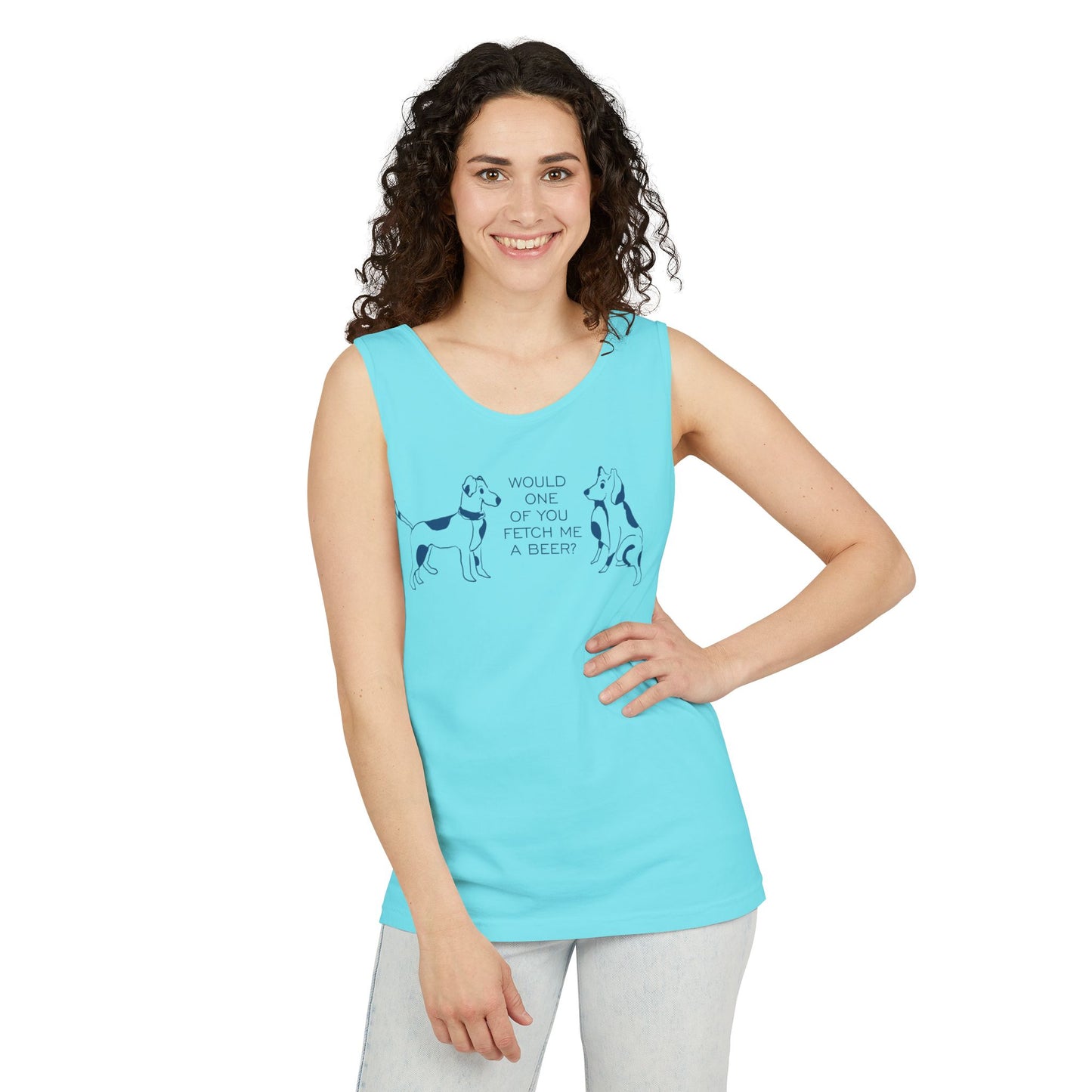 FETCH ME A BEER!  Playful Dog-Themed Tank Top, Funny Pet Lover Apparel, Gift for Dog Owners, Summer Casual Wear, Cute Animal Graphic Tee