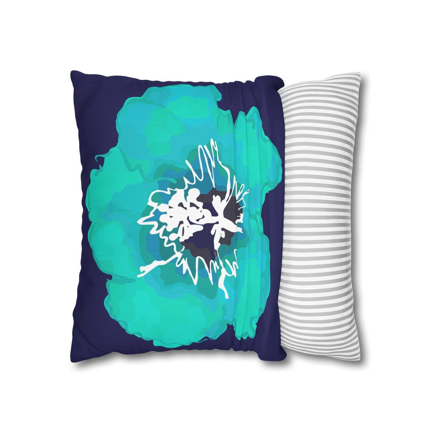 Deep Blue Azalea Floral Decorative Pillowcase, Art Decor, Home Accent, Living Room, Gift for Flower Lovers, Flower Design Cushion Cover