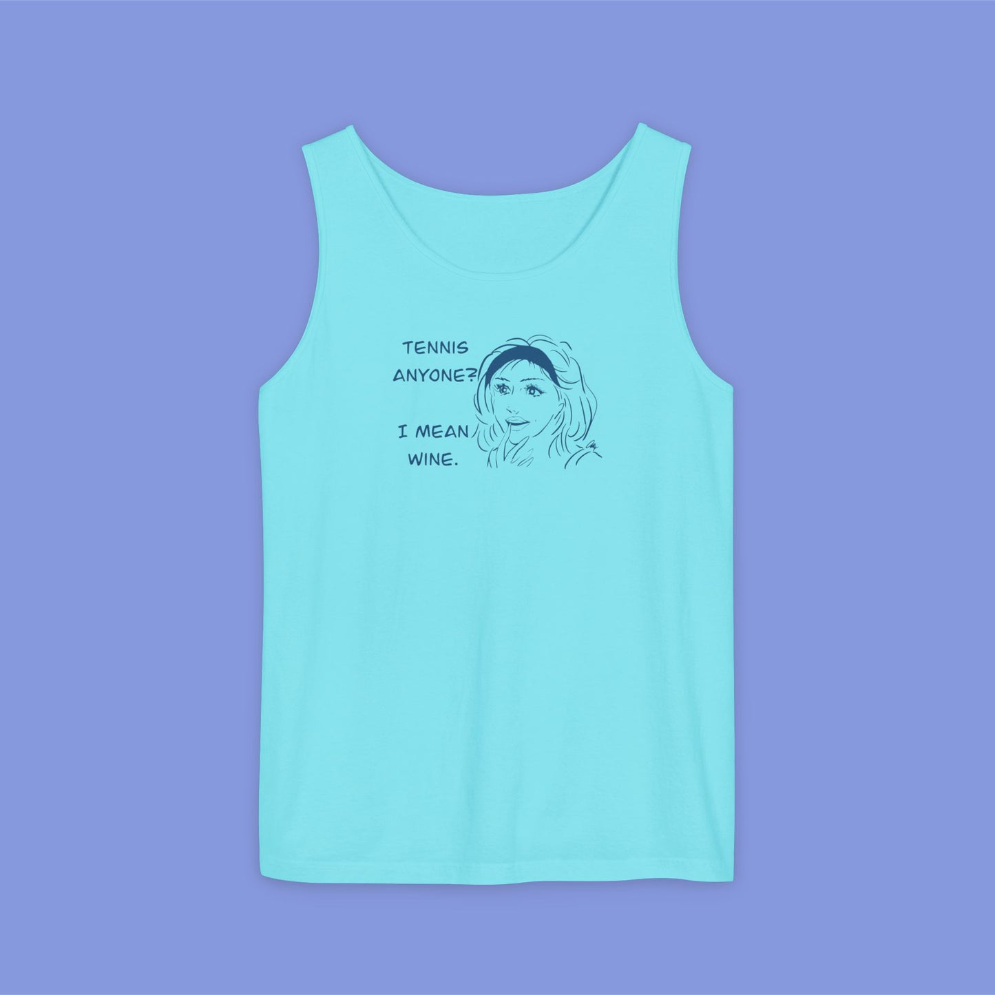 TENNIS ANYONE?  I MEAN WINE.: Tennis and Wine Tank Top - Cute Summer Tee for Wine Lovers, Sports Enthusiasts, Perfect for Gifts, BBQs, Parties