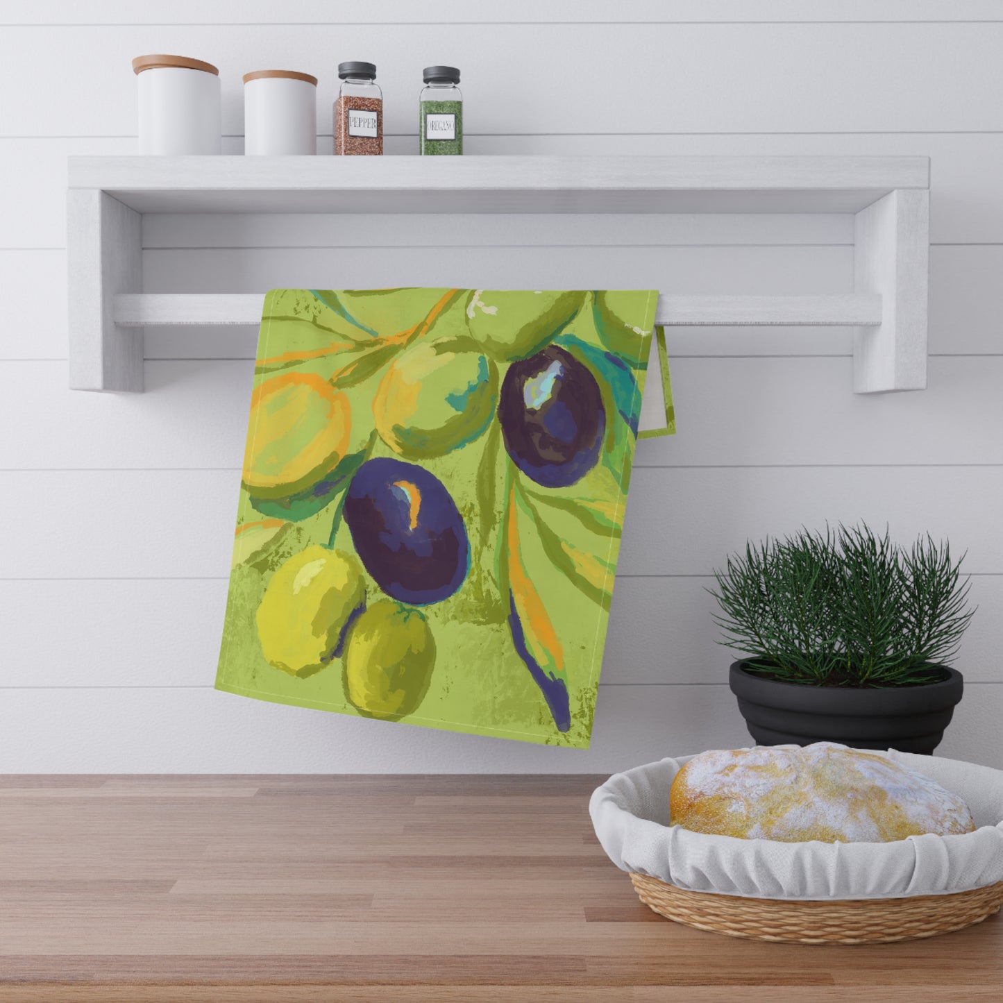 Vibrant Olive Motif Tea Towels, Kitchen Decor, Gift for Home Chefs, Olive Green Kitchen Towels, Eco-Friendly Kitchen Accessories