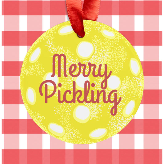 Acrylic Ornament — 'Merry Pickling' Round Christmas Ornament with Ribbon