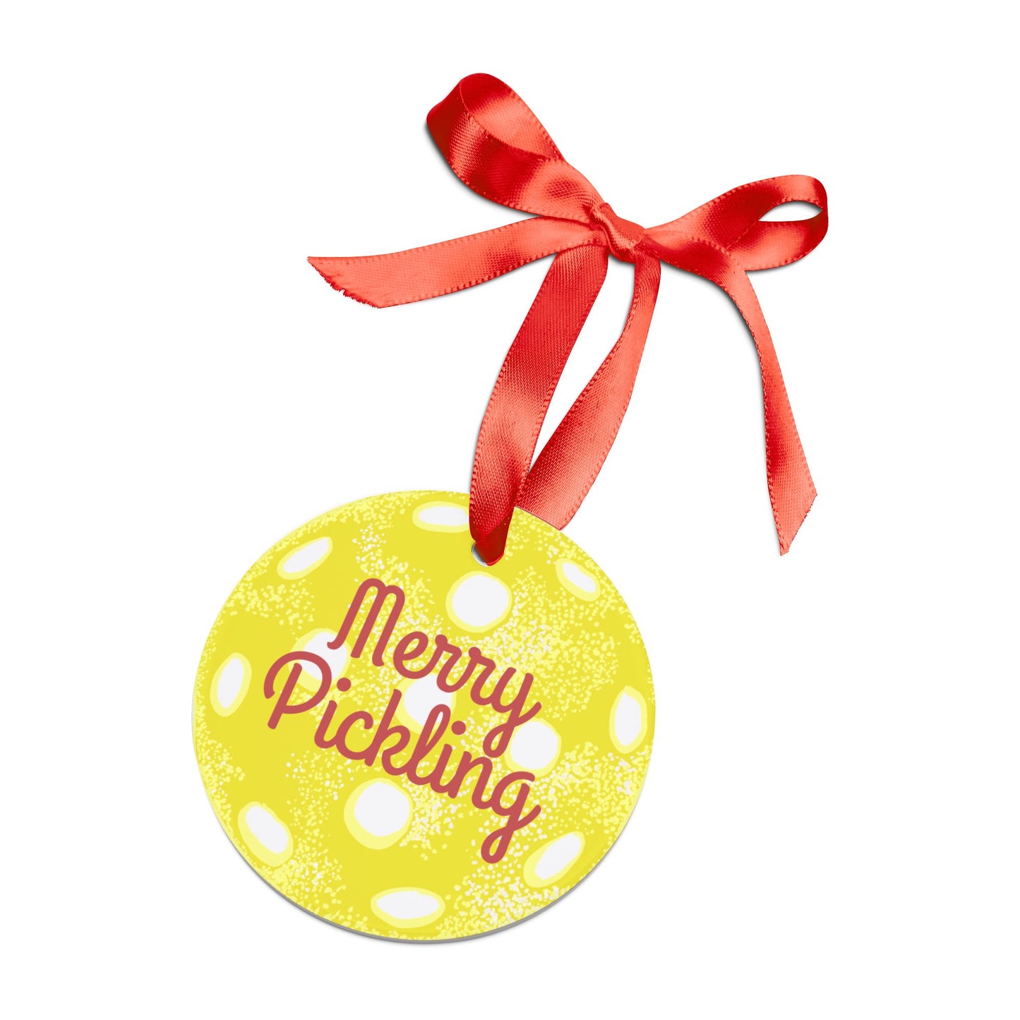 Acrylic Ornament — 'Merry Pickling' Round Christmas Ornament with Ribbon