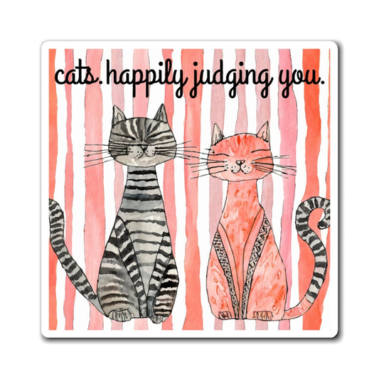 Cats Happily Judging You Magnet — Cute Watercolor Cat Fridge Decor
