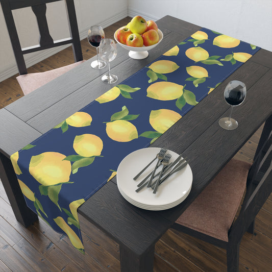 Lemon Print Table Runner | Cotton & Polyester Dining Decor | Summer Party, Kitchen Table, Home Decor, Gift Idea