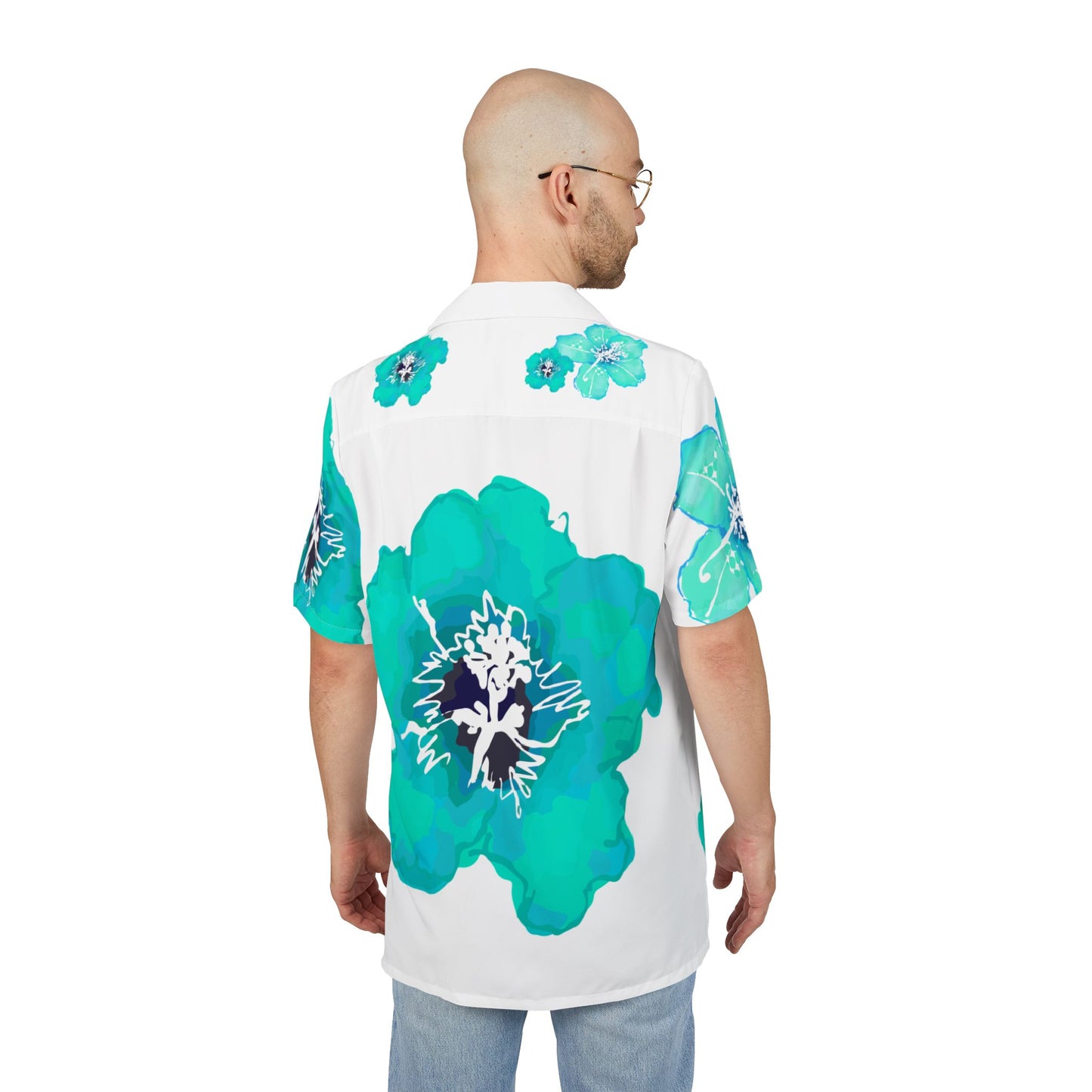 Tropical Woman's or Men's Azalea Turquoise Hawaiian Shirt, Beach Wear, Vacation Outfit, Summer Party Shirt, Casual Style, Relaxed Fit