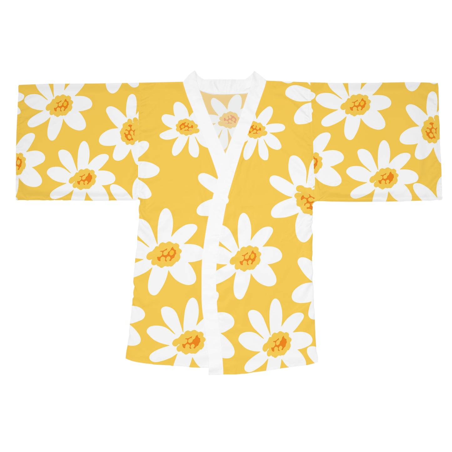 Kimono Robe - Retro Daisy Print by Ally Hunt