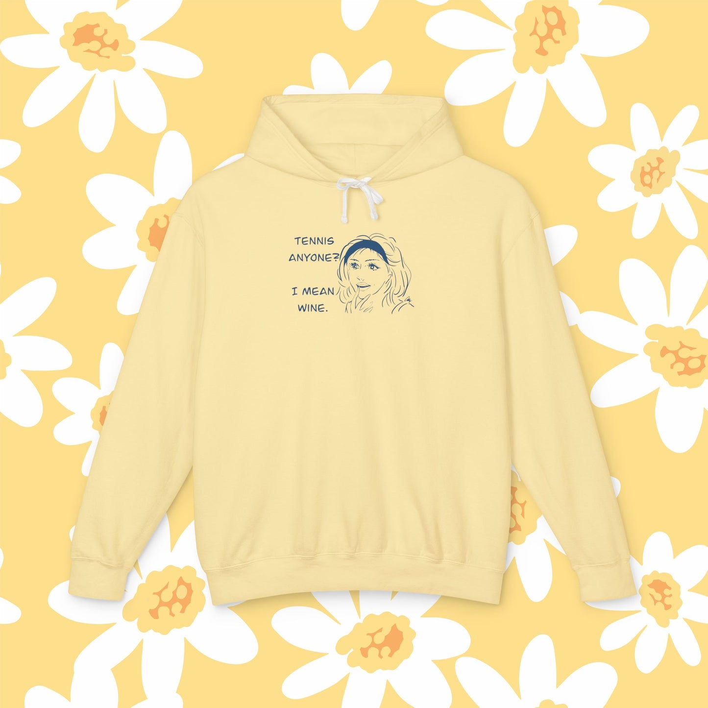 TENNIS ANYONE?  I MEAN WINE Unisex Tennis & Wine Hoodie - Playful Gift for Wine Lovers, Sports Enthusiasts, Casual Wear, Comfortable Attire, Funny Sweatshirt