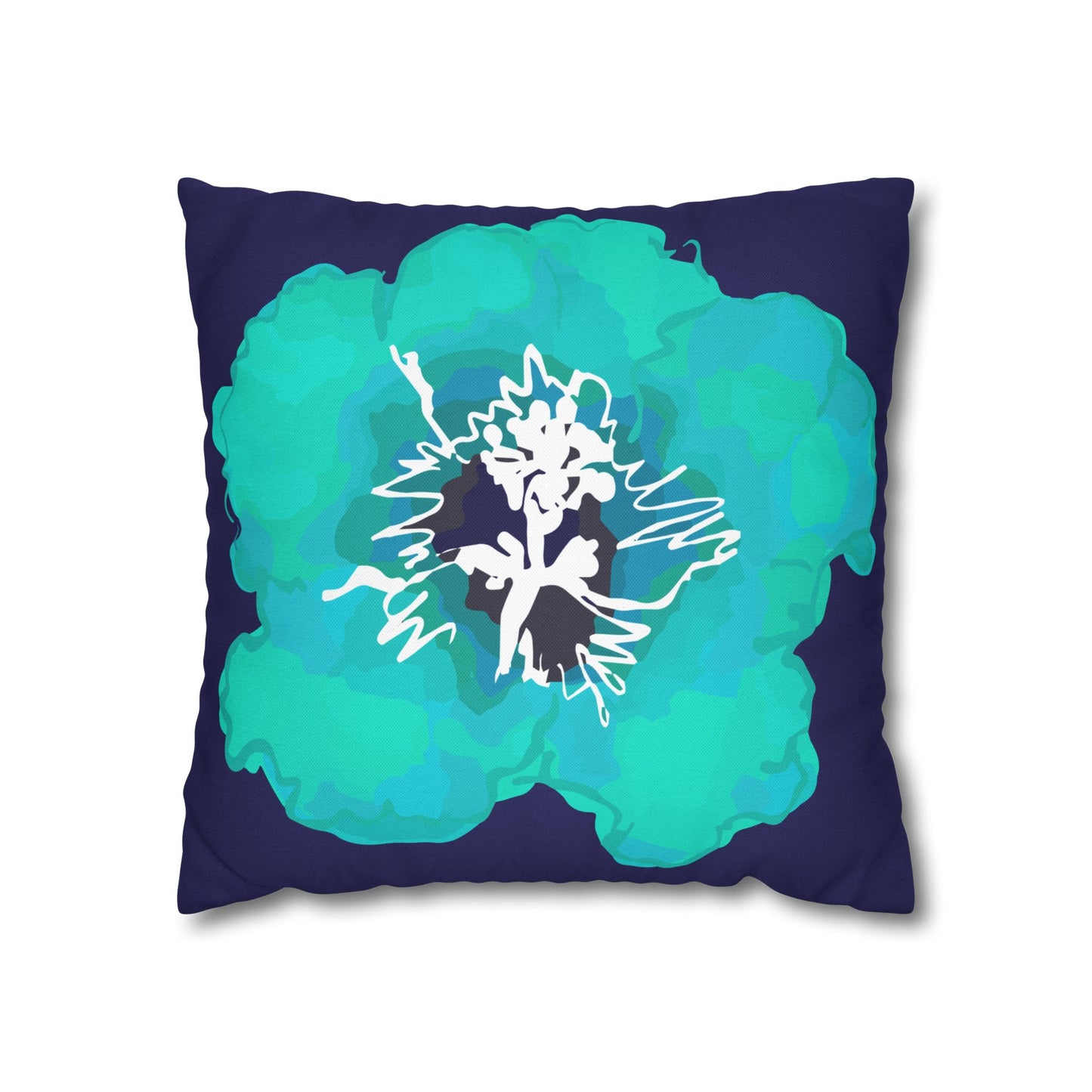 Deep Blue Azalea Floral Decorative Pillowcase, Art Decor, Home Accent, Living Room, Gift for Flower Lovers, Flower Design Cushion Cover