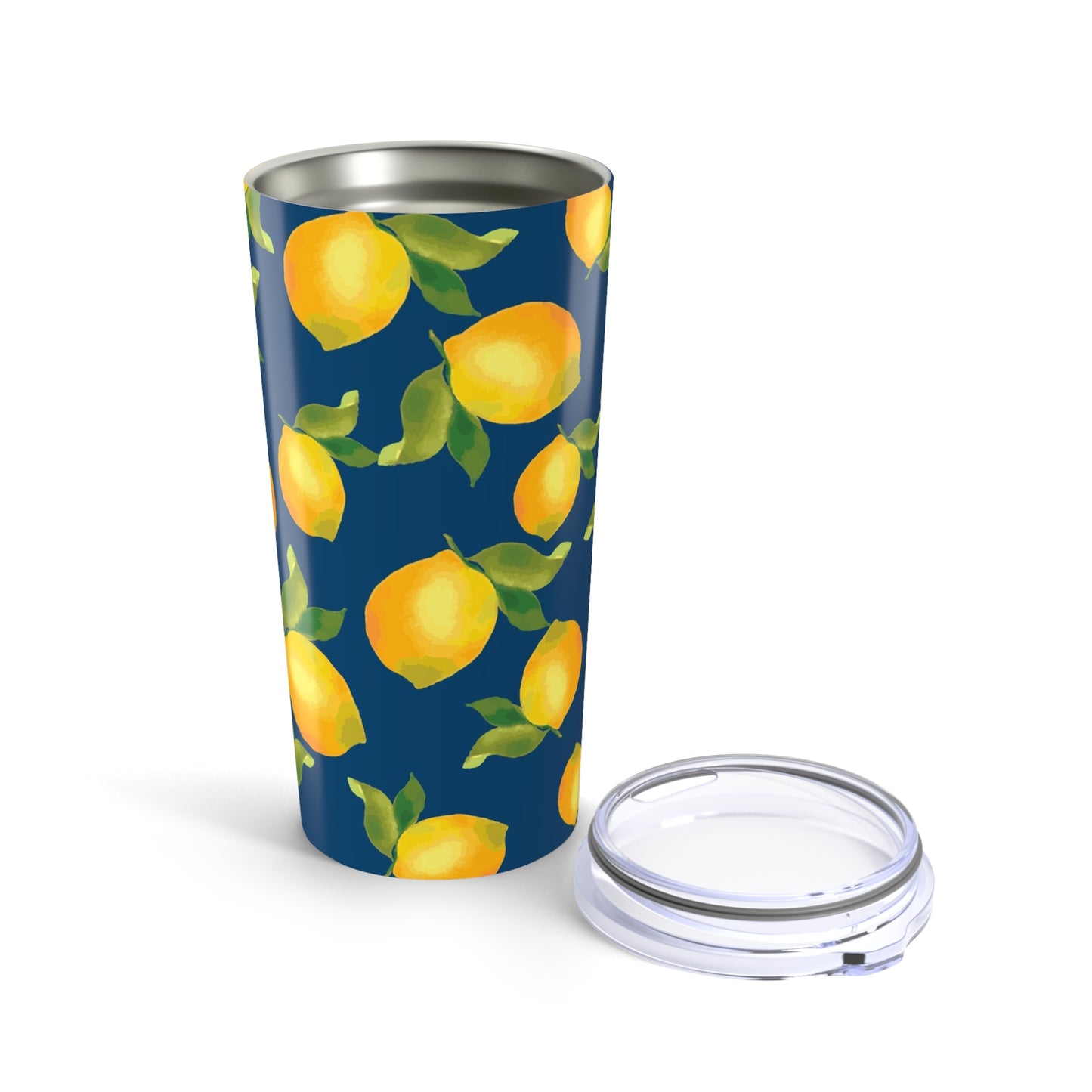 Lemon Print Tumbler | 20oz Travel Mug for Summer Sips, Tropical Drinkware, Outdoor Picnic Cup, Gift for Her, Eco-Friendly Beverage Container