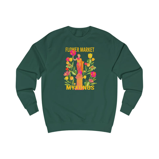 Mykonos Greece Floral Market Unisex Sweatshirt - Cozy Spring Fashion, Eco-Friendly Gift, Gardening Lover's Apparel, Everyday Comfort Wear, Floral [...]