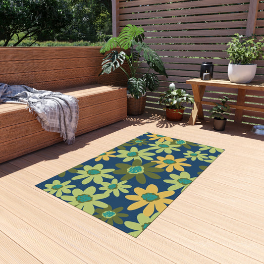 Outdoor Rug - Groovy Daisy Daisy Floral Pattern