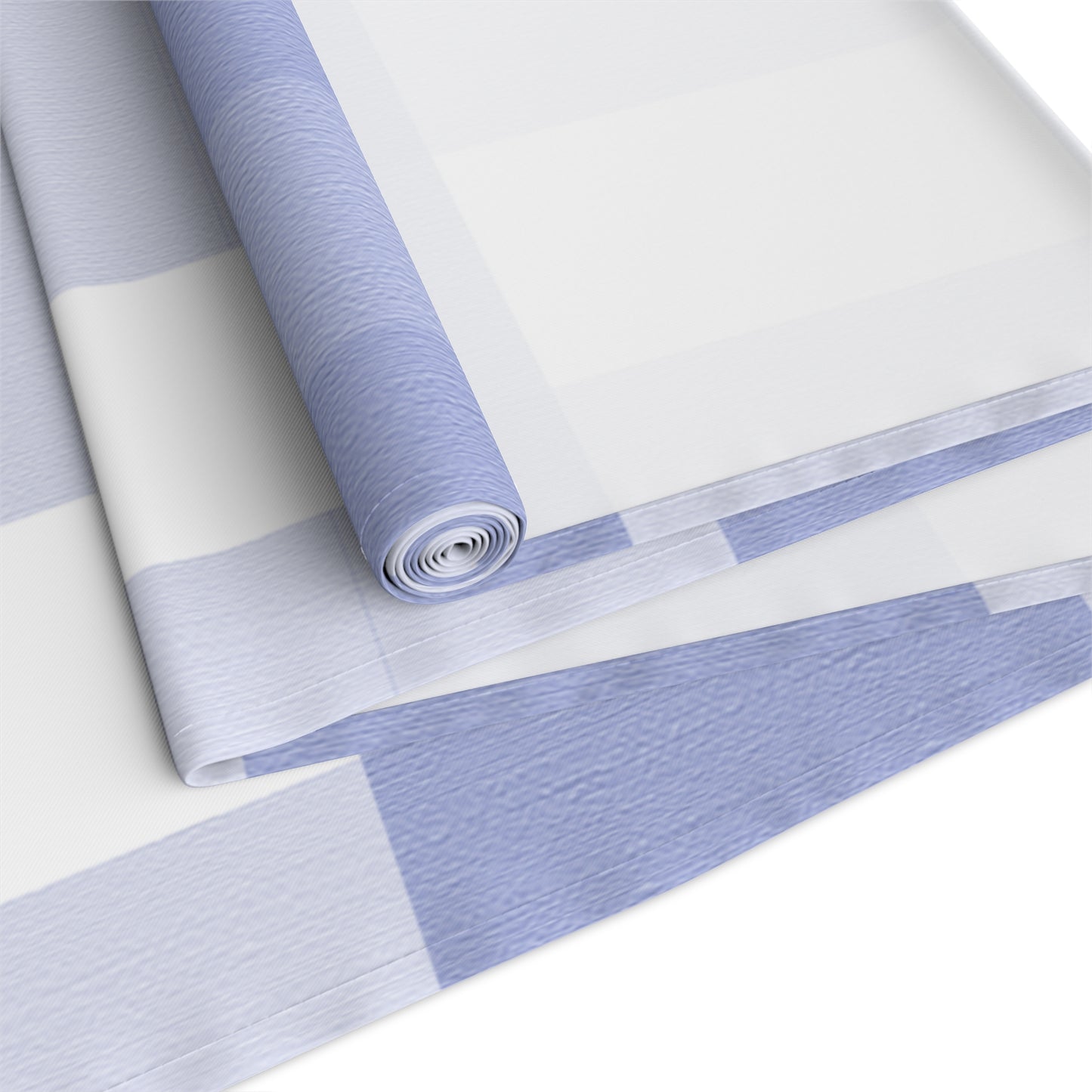 Charming Periwinkle Blue Gingham Table Runner, Casual Yet Elegant, Old School Vibe with Modern Large Scale Design