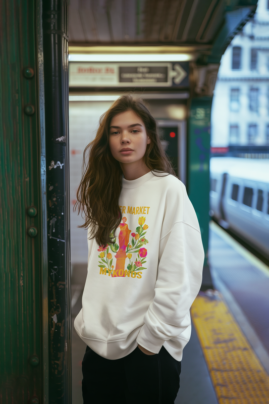 Mykonos Greece Floral Market Unisex Sweatshirt - Cozy Spring Fashion, Eco-Friendly Gift, Gardening Lover's Apparel, Everyday Comfort Wear, Floral [...]