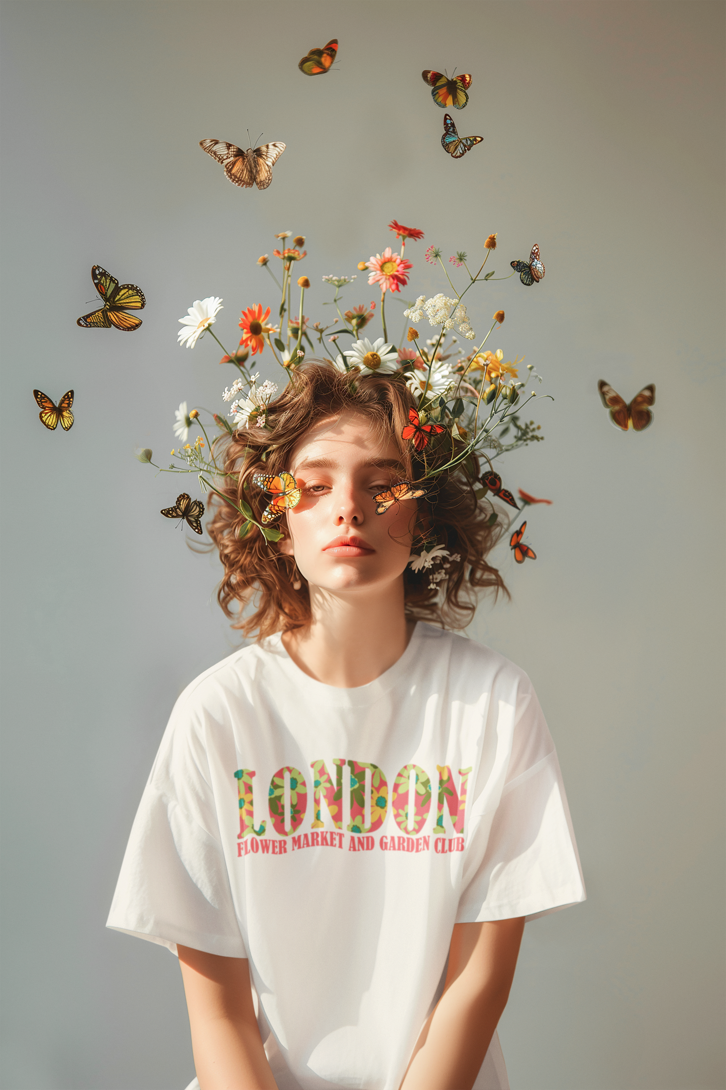 Floral Market T-Shirt, London Flower Club Tee, Unisex Garden Apparel, Summer Gift, Casual Outfit, Travel Shirt