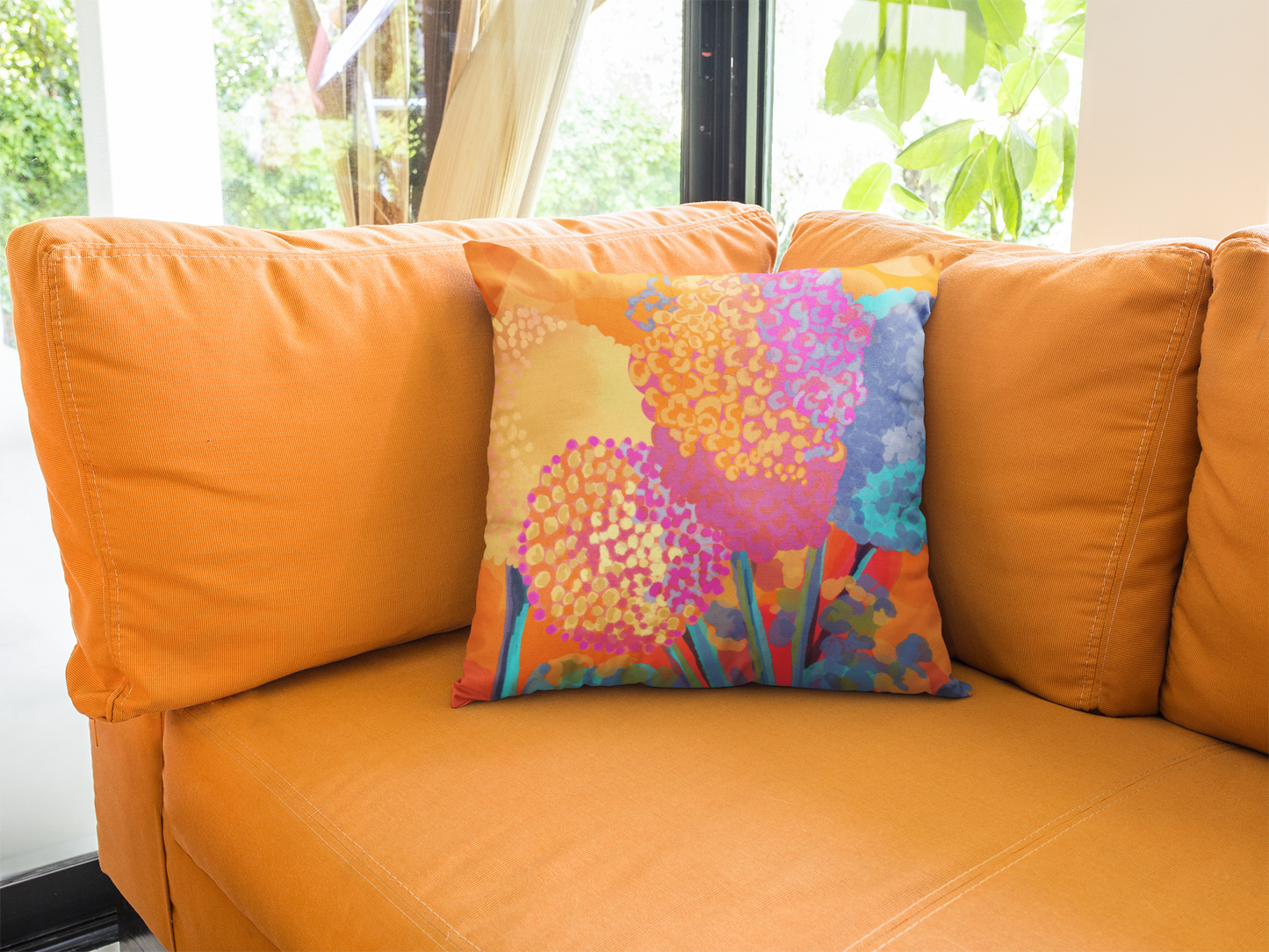 Vibrant Floral Pillowcase for Cozy Spaces with artwork by Ally Hunt, Retro vibe, Boho, Whimsical