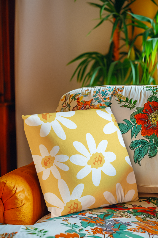Bright Floral Pillowcase for Home Decor, Yellow Daisy Cushion Cover, Modern Living Room Accent, Gift for Flower Lovers, Spring Decor