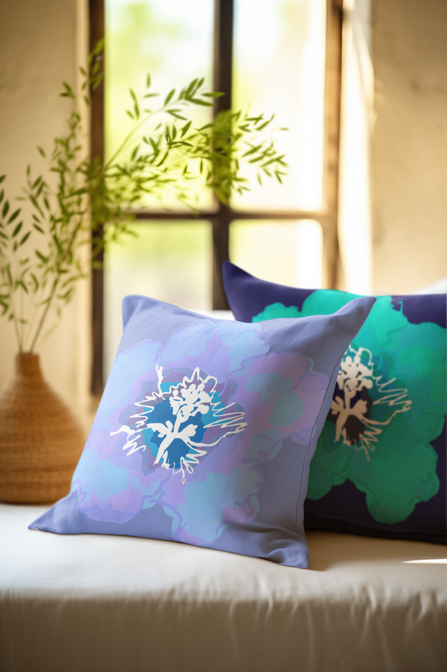 Beautiful Azalea Floral Periwinkle Patterned Pillowcase | Cozy Home Decor, Dreamy Bedroom Accents, Unique Gift, Stylish Cushion Cover