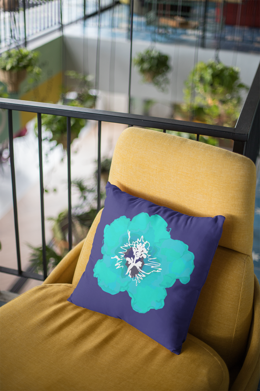 Deep Blue Azalea Floral Decorative Pillowcase, Art Decor, Home Accent, Living Room, Gift for Flower Lovers, Flower Design Cushion Cover