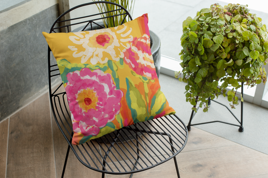 Beautiful Vibrant Floral Pillowcase, Decorative Cushion Cover, Colorful Home Decor, Spring Accent, Cozy Living Room, Floral Gift Idea